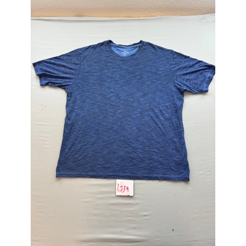 Woolrich Mens XXL Blue Space Dye Short Sleeve Crew Neck Performance T-Shirt